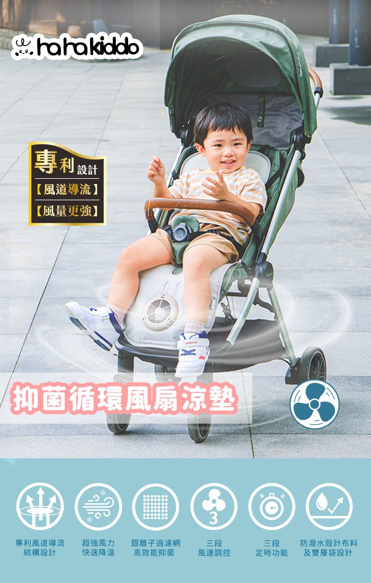 haha kiddo抑菌循環風扇涼墊 文案圖